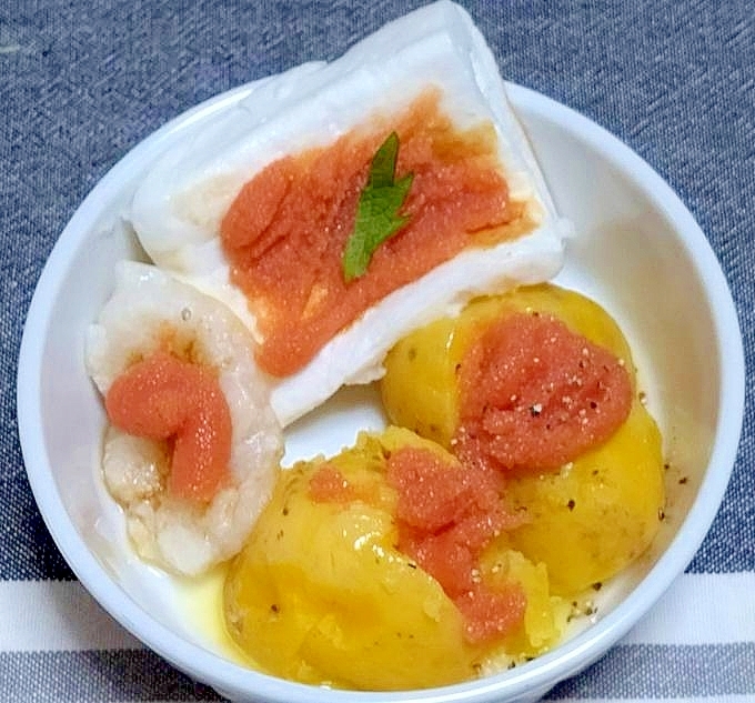 じゃがいも＆はんぺん＆長芋の明太乗せ