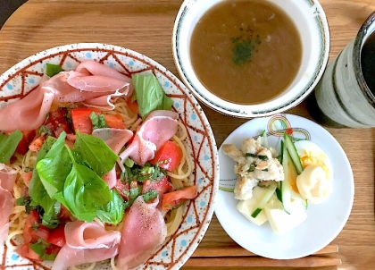 生ハムとトマトの★冷製パスタ