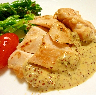 塩麹とマスタードソースで、ご馳走鶏むね肉!