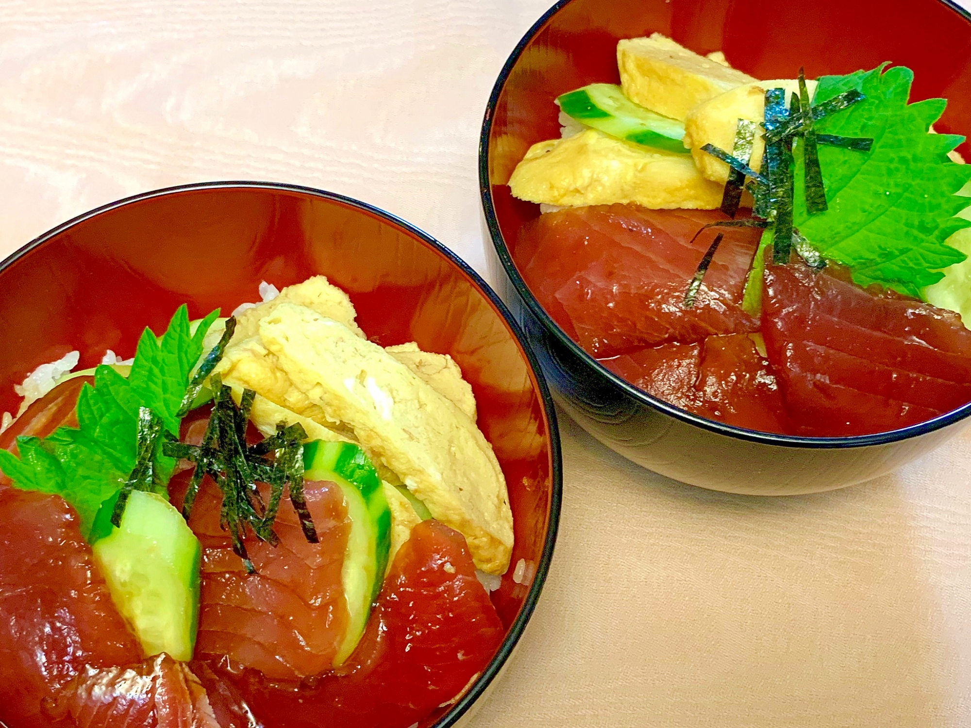 マグロと卵焼きのハーフ丼