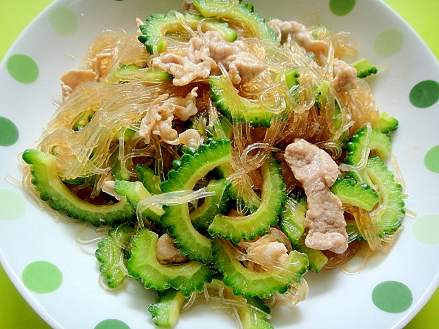 ゴーヤと豚肉春雨のオイスター炒め