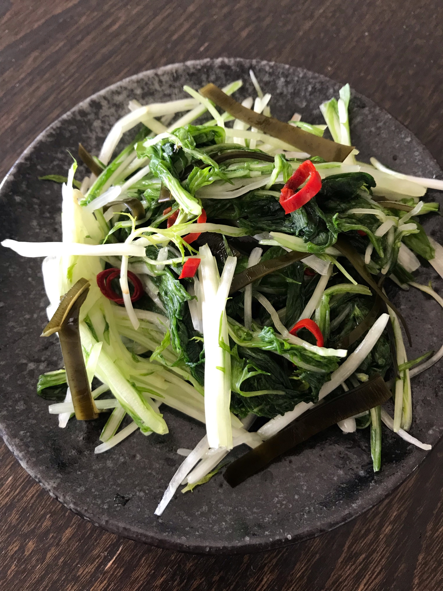 水菜の一夜漬け⭐細切り昆布といっしょに食べる