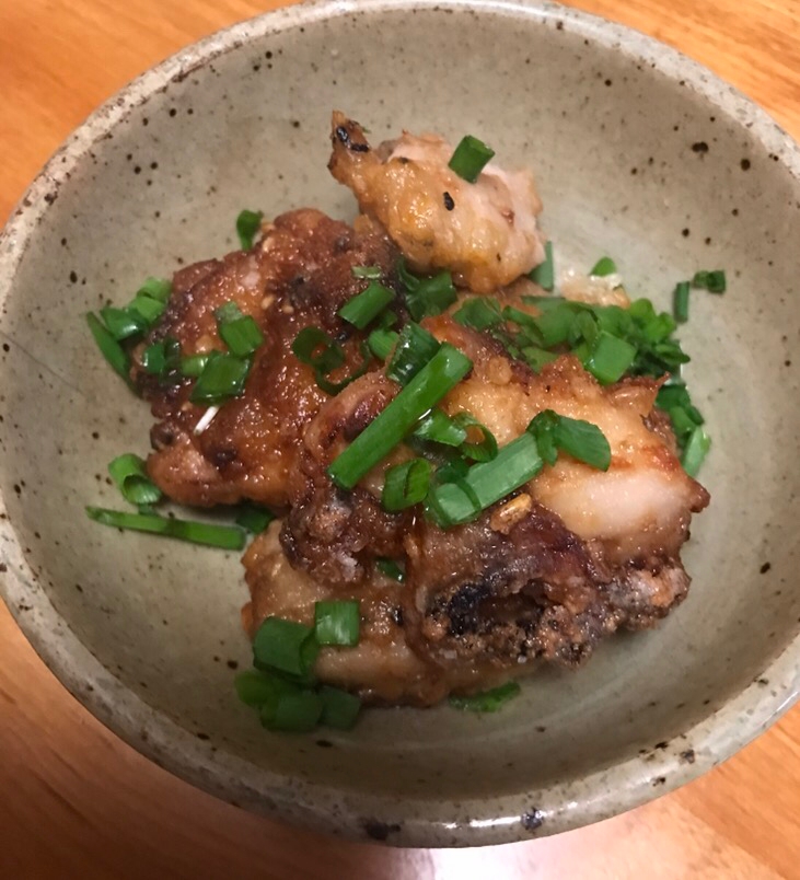 唐揚げのラー油ポン酢がけ