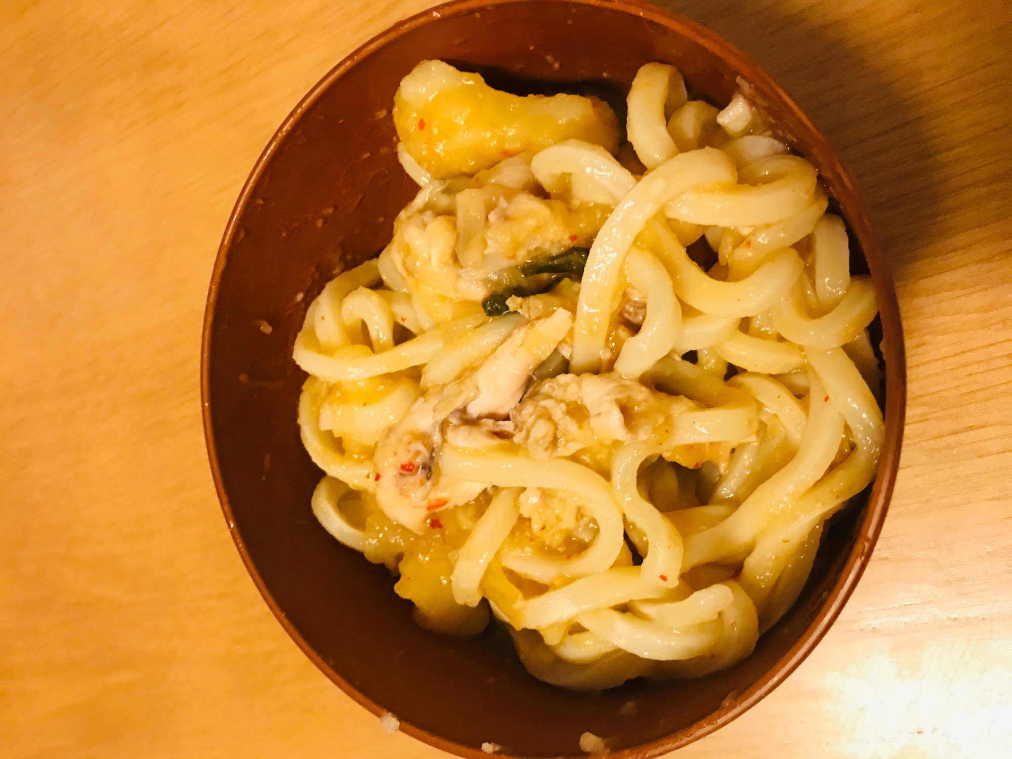 作り置きジャガイモと手羽元　アレンジうどん