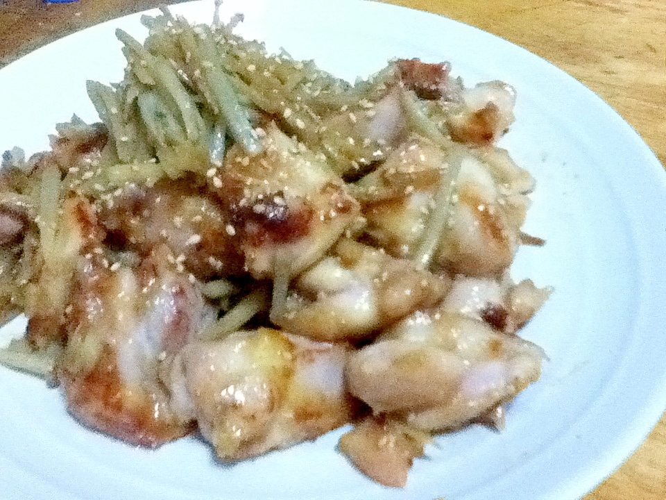 鶏肉とごぼうの味噌炒め