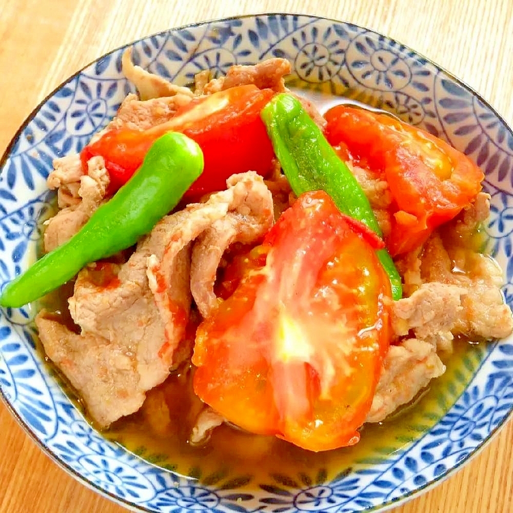 ☺簡単おかず♪豚肉とトマトのめんつゆ煮☺