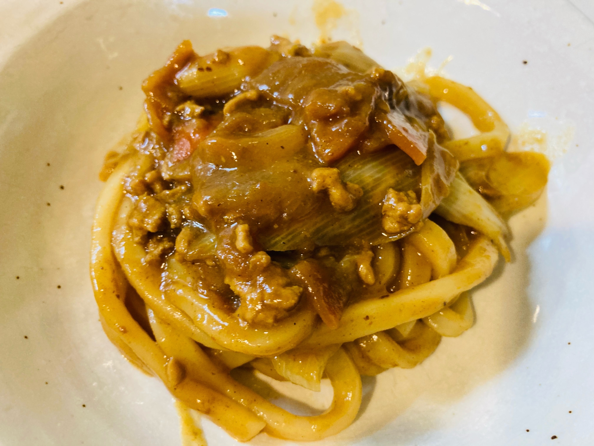 残りカレーで簡単☆汁なし減塩カレーうどん