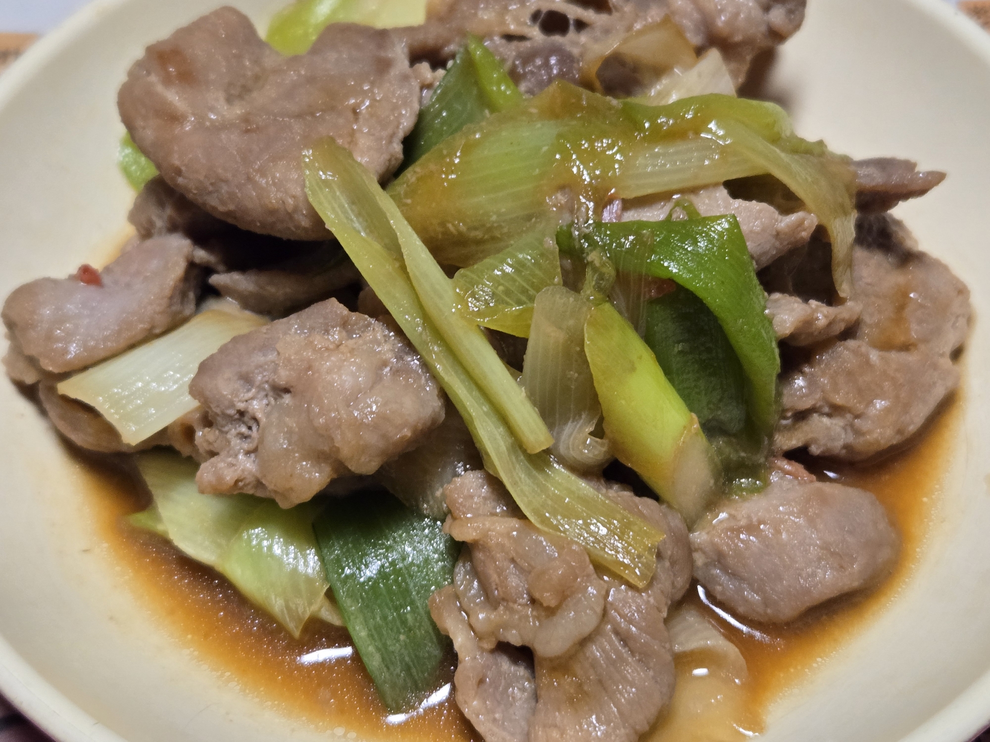 長ネギと豚肉の炒め物