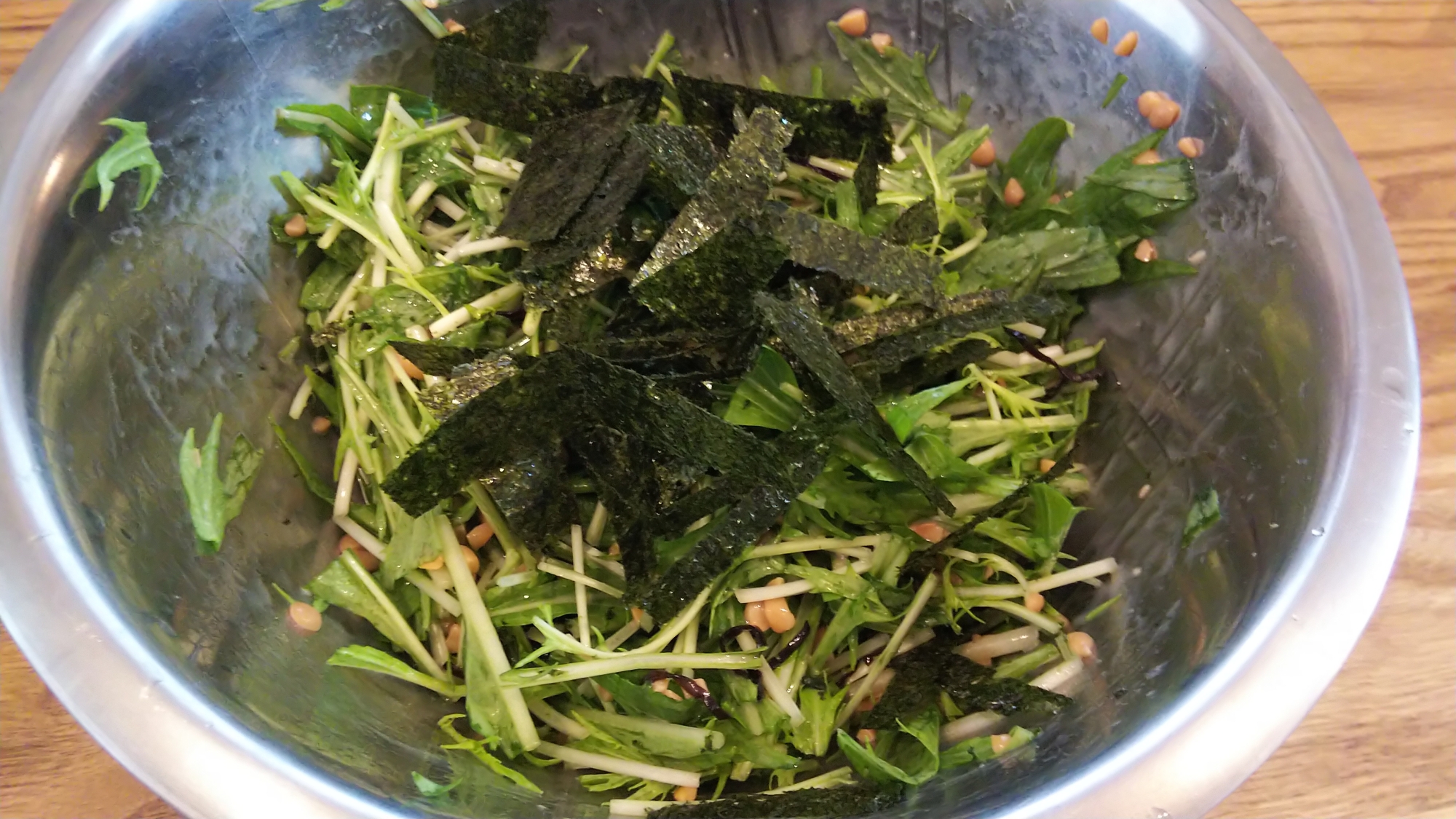 簡単!美味しい!シャキシャキ水菜の納豆サラダ