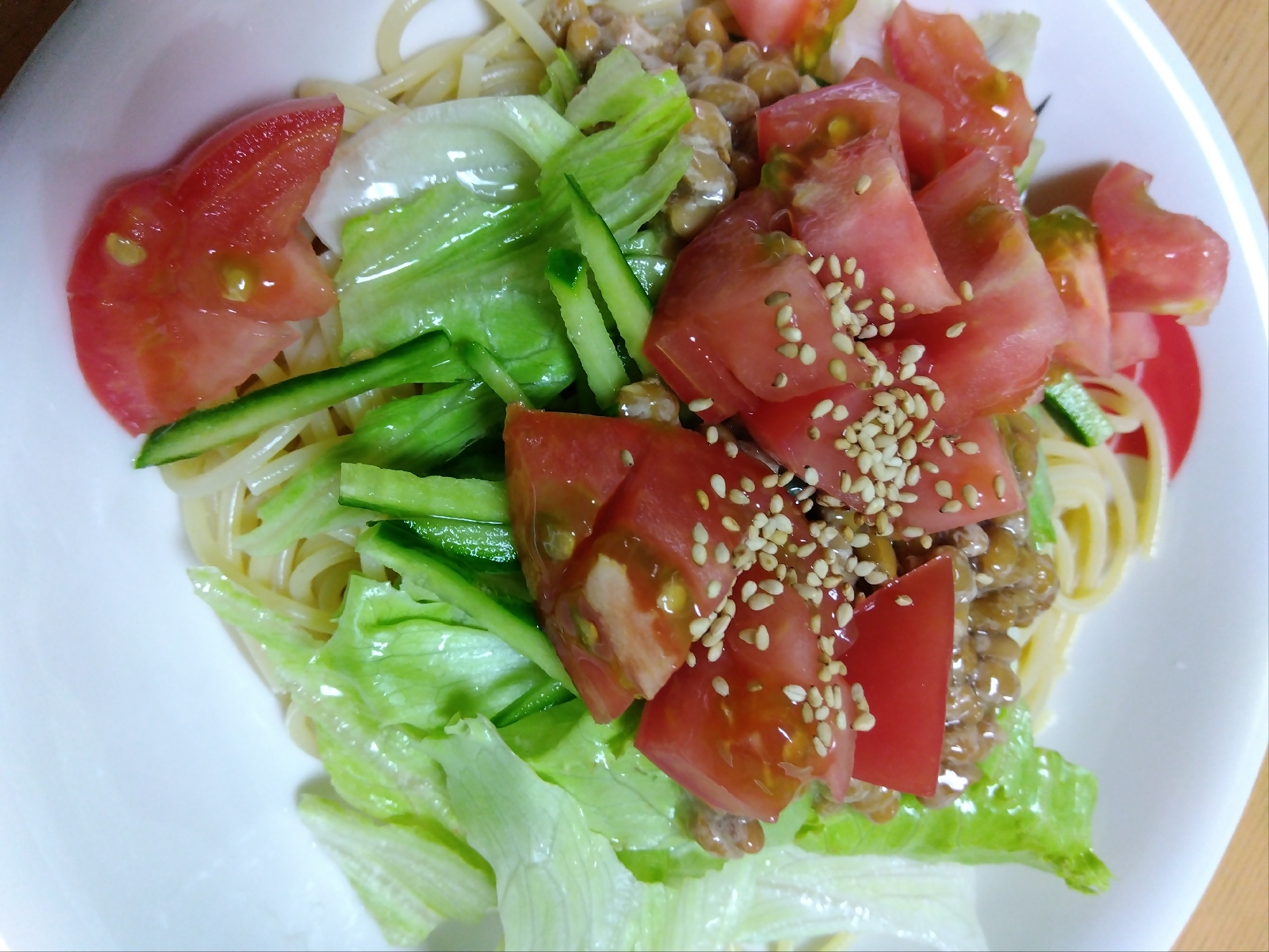 納豆サラダスタミナパスタ!