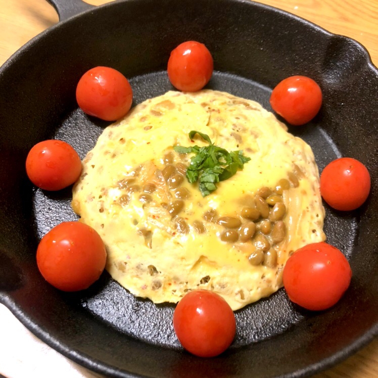 トリプル発酵♪キムチチーズ納豆オムレツ