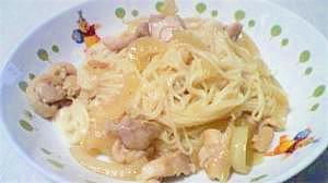 めがねレシピ：鶏モモ肉ののソーミンチャンプルー