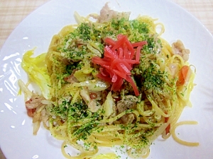 スパゲティの焼きそば風