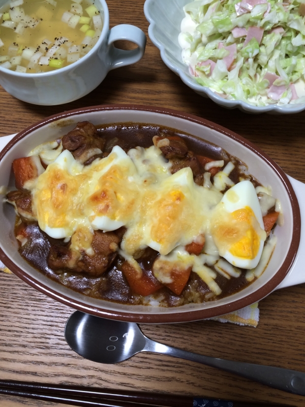 残ったカレーで簡単焼きカレー☆