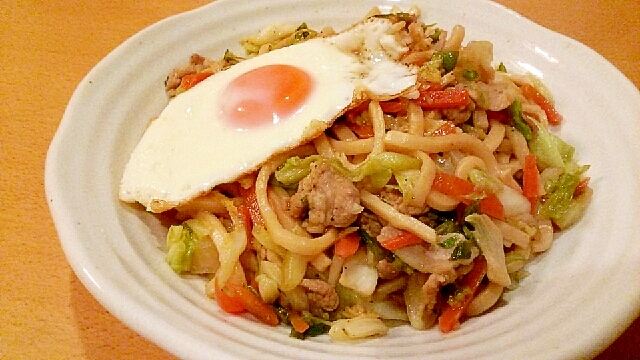 オイスターソースで焼きうどん