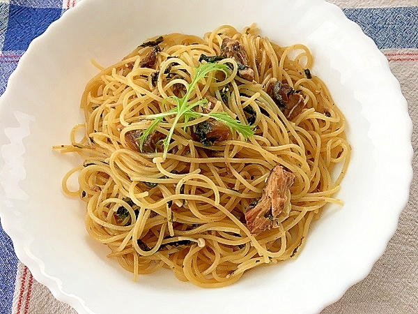 さば缶の和風醤油パスタ