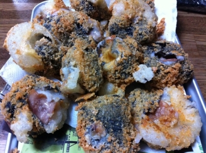 衣をつけて揚げてみました。
おいしかったです!!