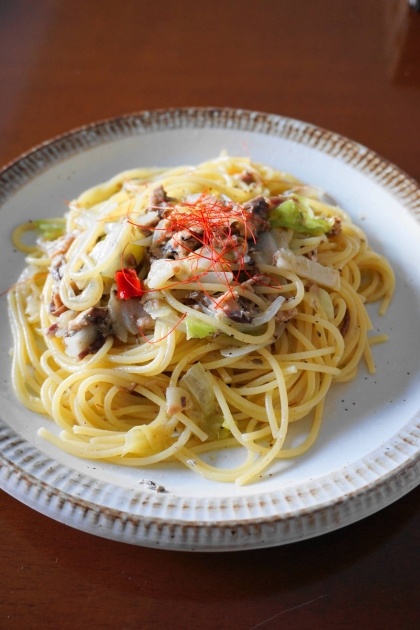 めちゃうま！サバ缶とキャベツのペペロンチーノ