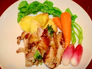 塩麹+塩ダレで　ほうれん草の肉巻き