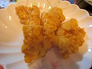 鳥むね肉フリッターの天つゆあんかけ