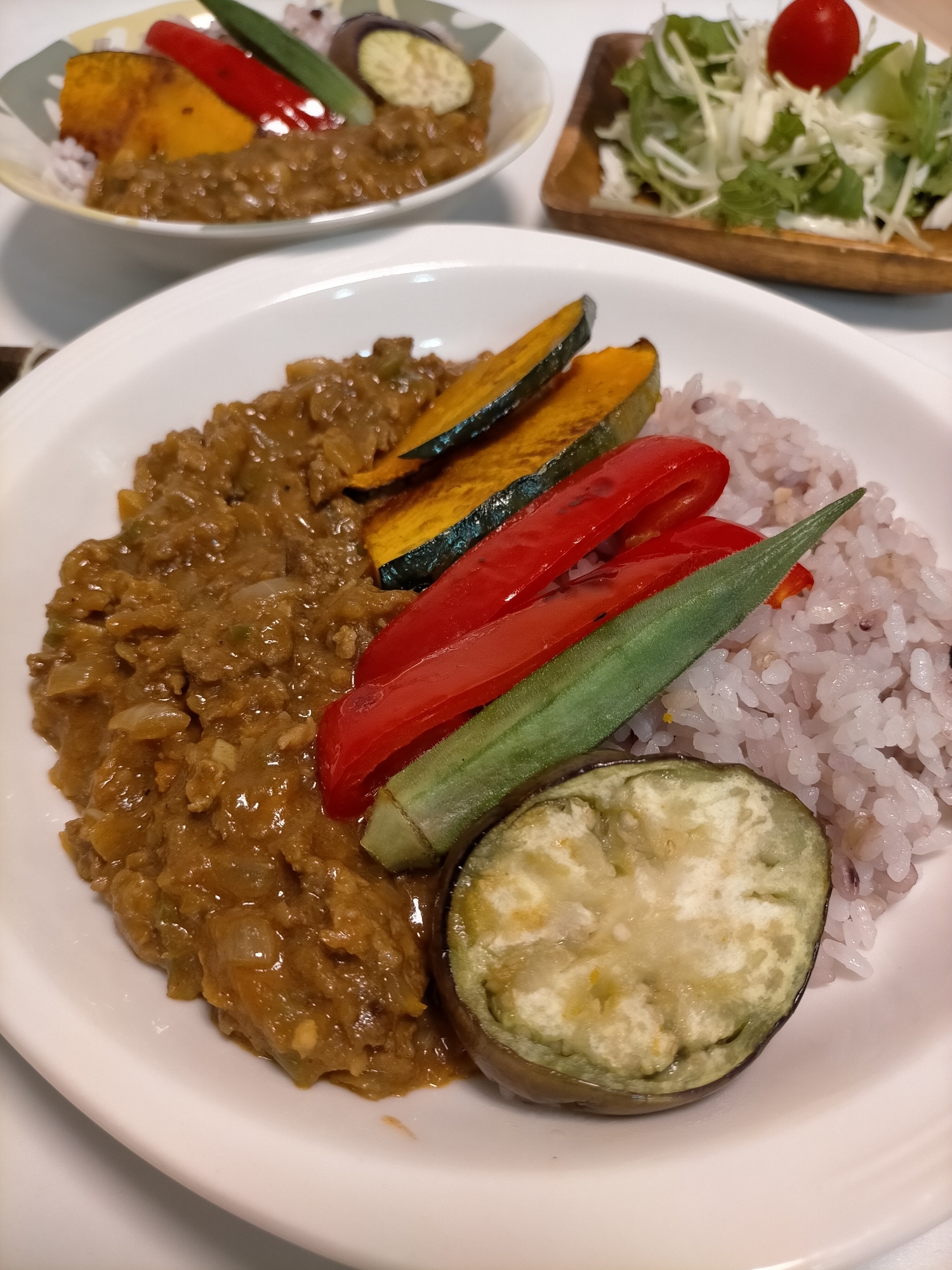 超簡単！ドライカレー☆彩り焼き野菜添え