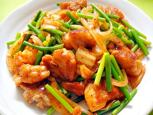 鶏肉とにんにくの芽のキムチ炒め レシピ 作り方 By Mint74 楽天レシピ