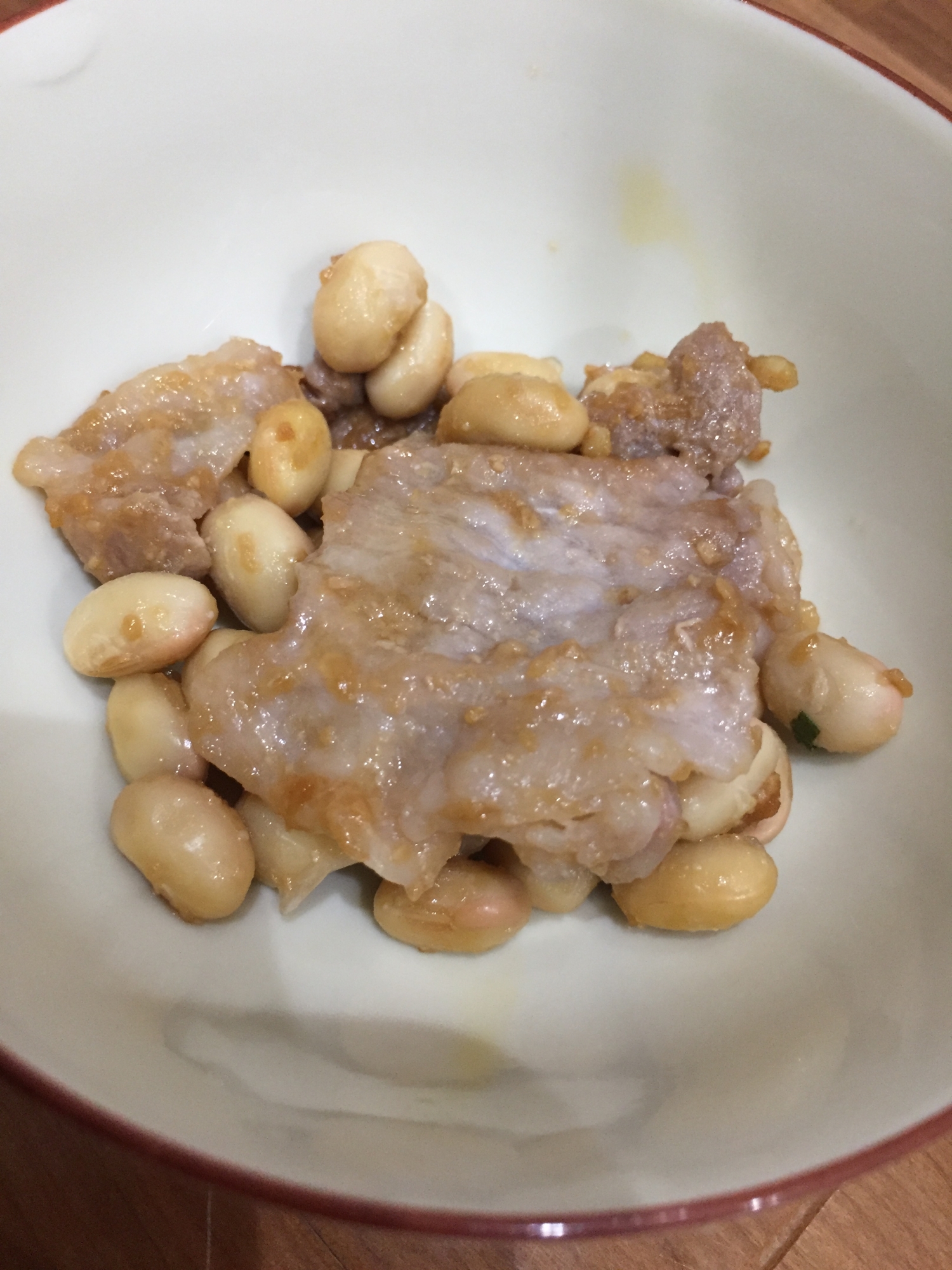 お弁当に！水煮大豆と豚肉の味噌炒め！