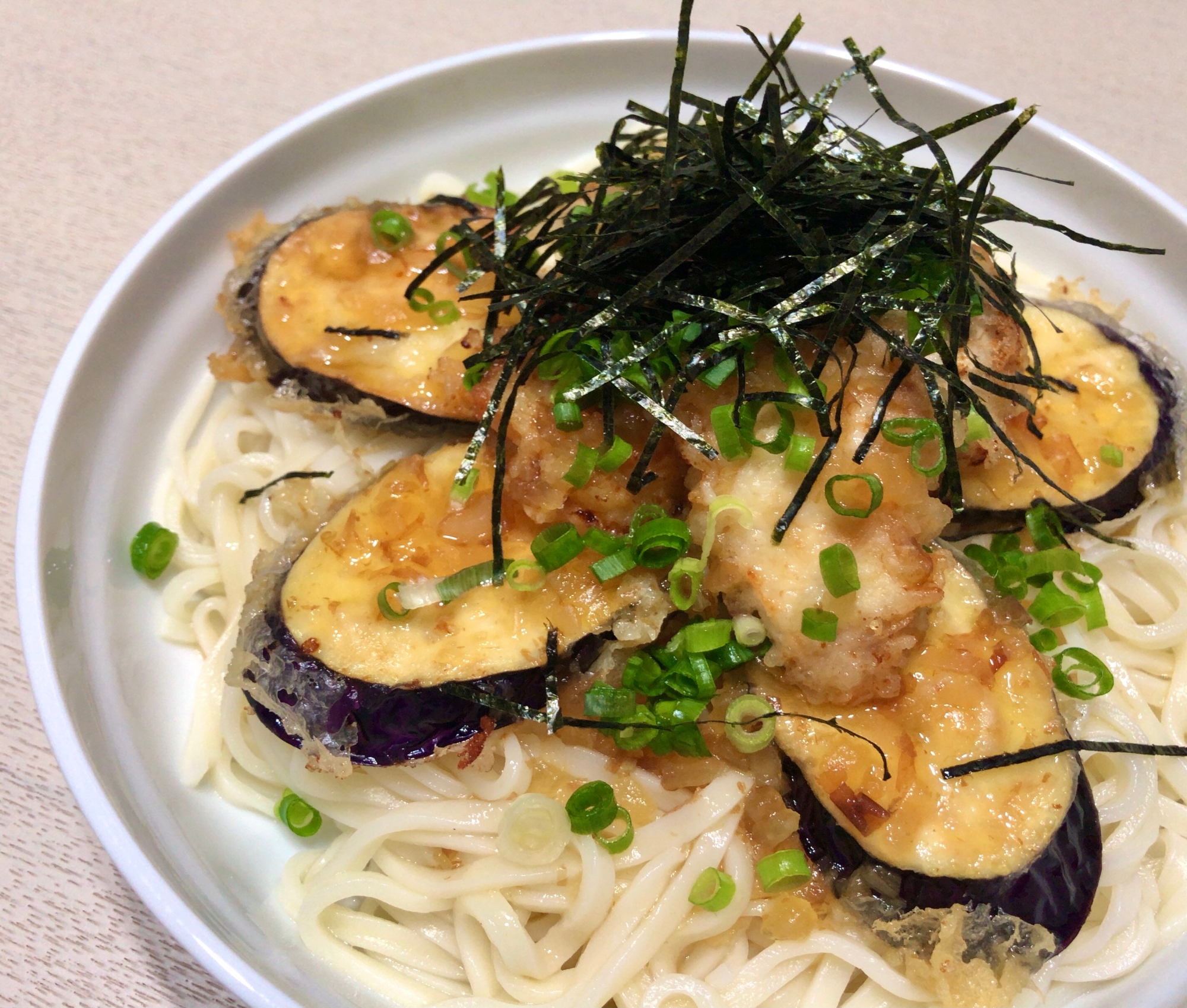 とり天、なす天のサッパリおろしうどん♩