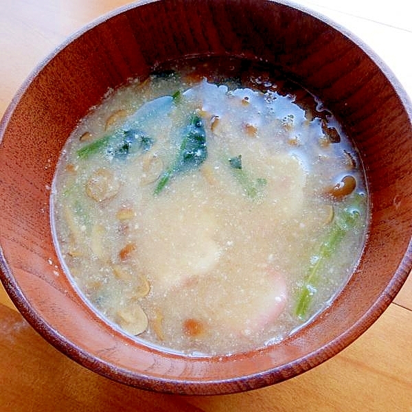 まな板なし３分！？冷凍ほうれん草でも◎なめこ味噌汁