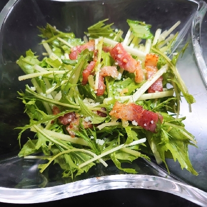 Guuママちゃ〜ん♪
シャキシャキ水菜とカリカリベーコン♡
食感も楽しめてめっちゃ美味しい(๑•؎ •)ෆ
晩酌用に作ったけどランチで食べたいなぁービールと⁉笑