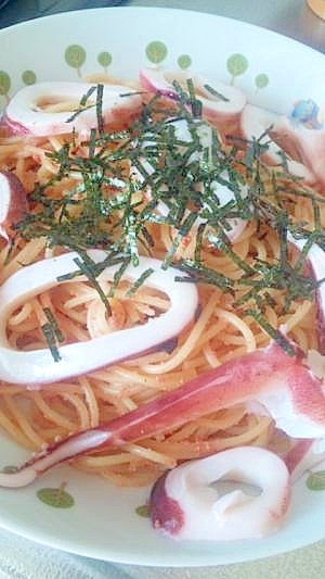 簡単♪節約♪めんつゆバターのたらこパスタ