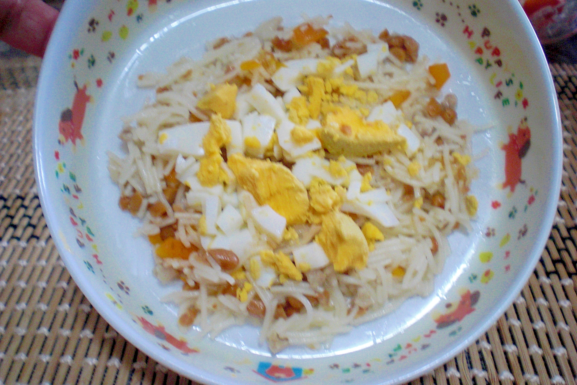 わんこご飯（＾＊＾）納豆焼きそうめん簡単レシピ