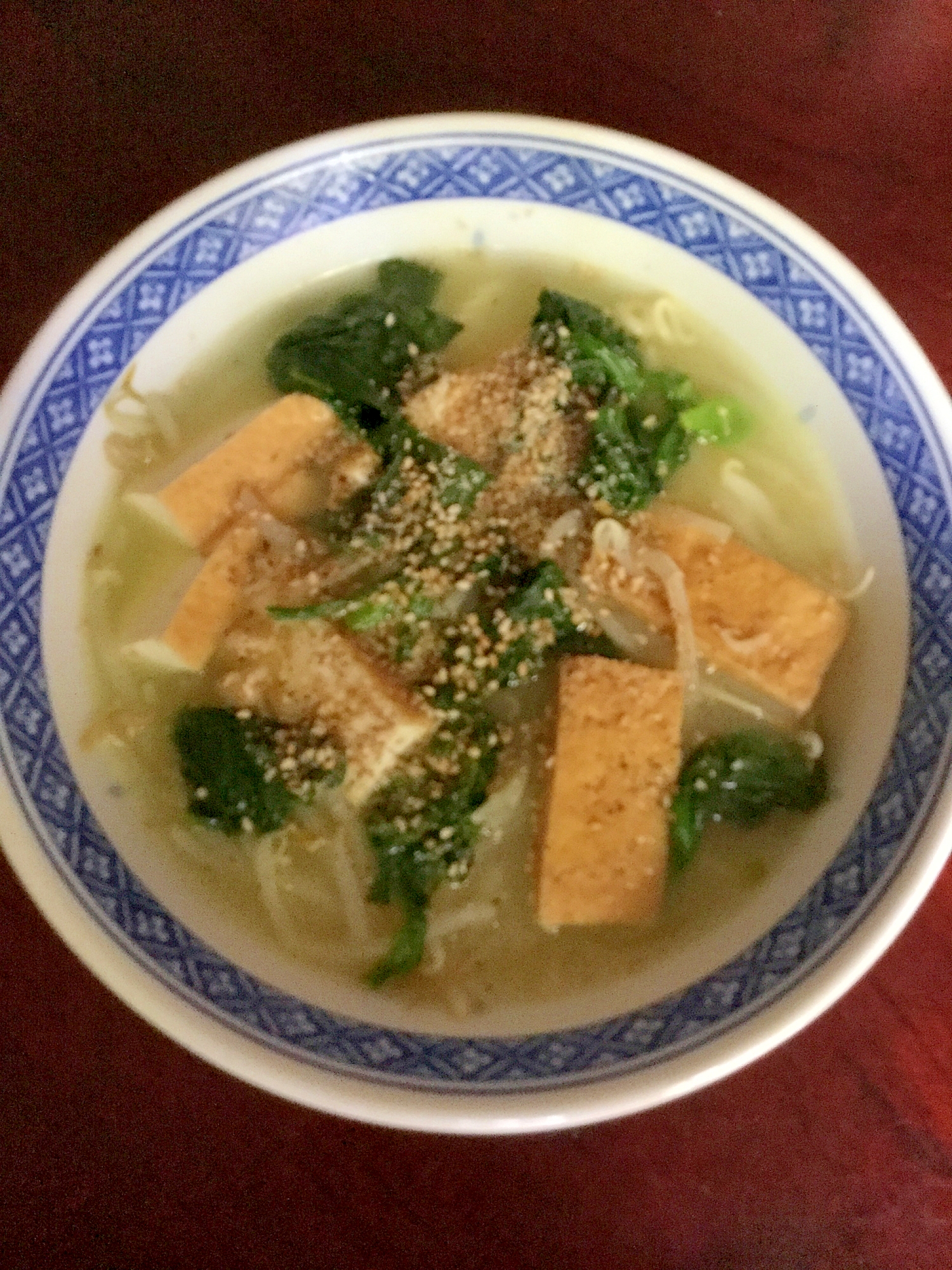 厚揚げとほうれん草の塩ラーメン【サッポロ一番】