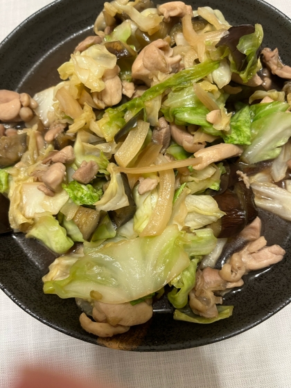 鳥とナスの甘辛焼き