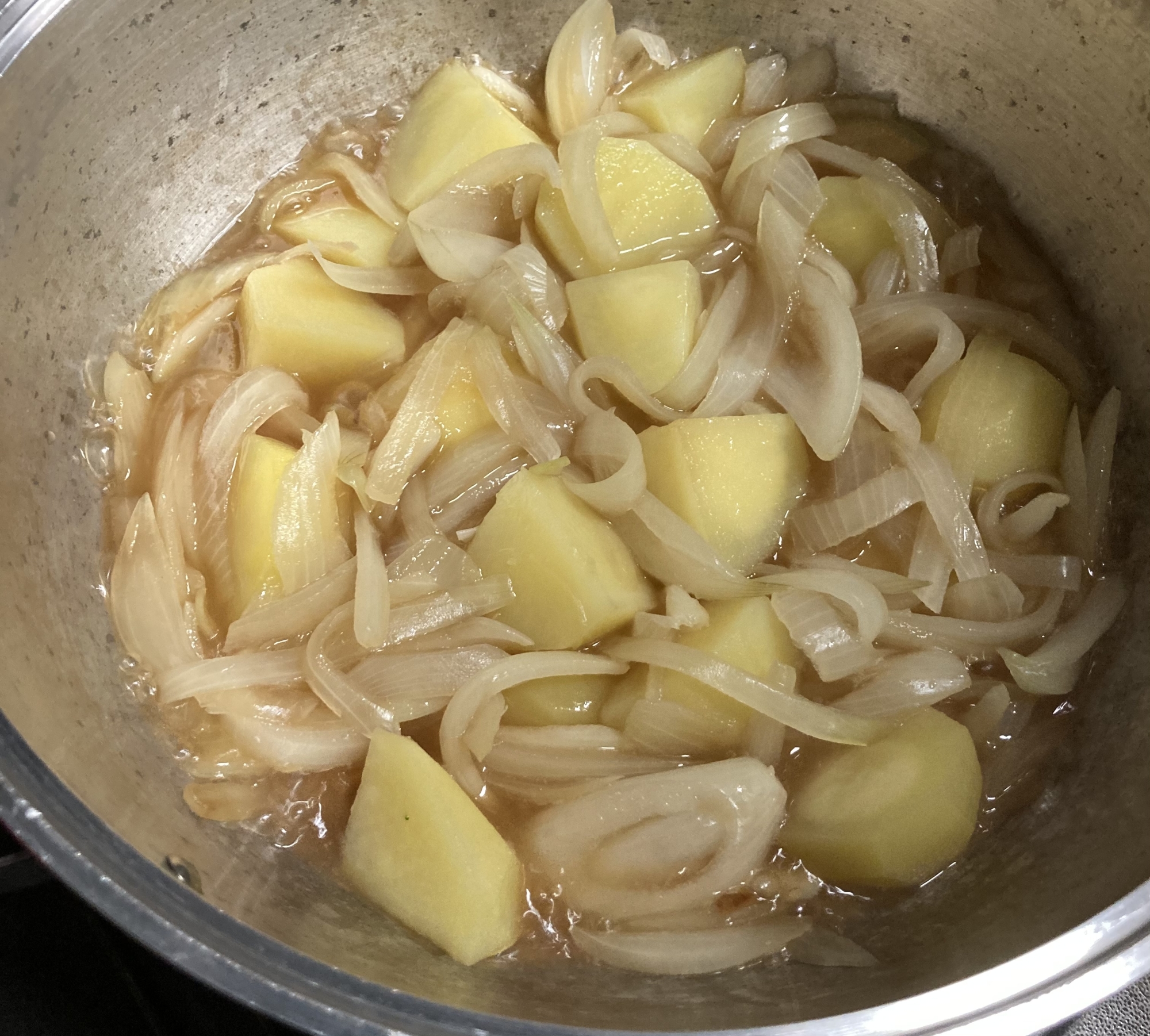 クタクタジャガイモと玉ねぎ煮込み