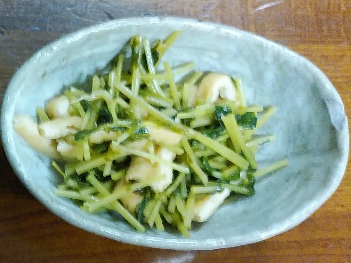 豆苗とうす揚げの煮浸し