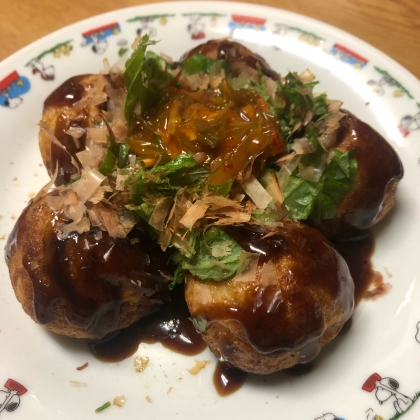 電子レンジで簡単たこ焼きのランチ