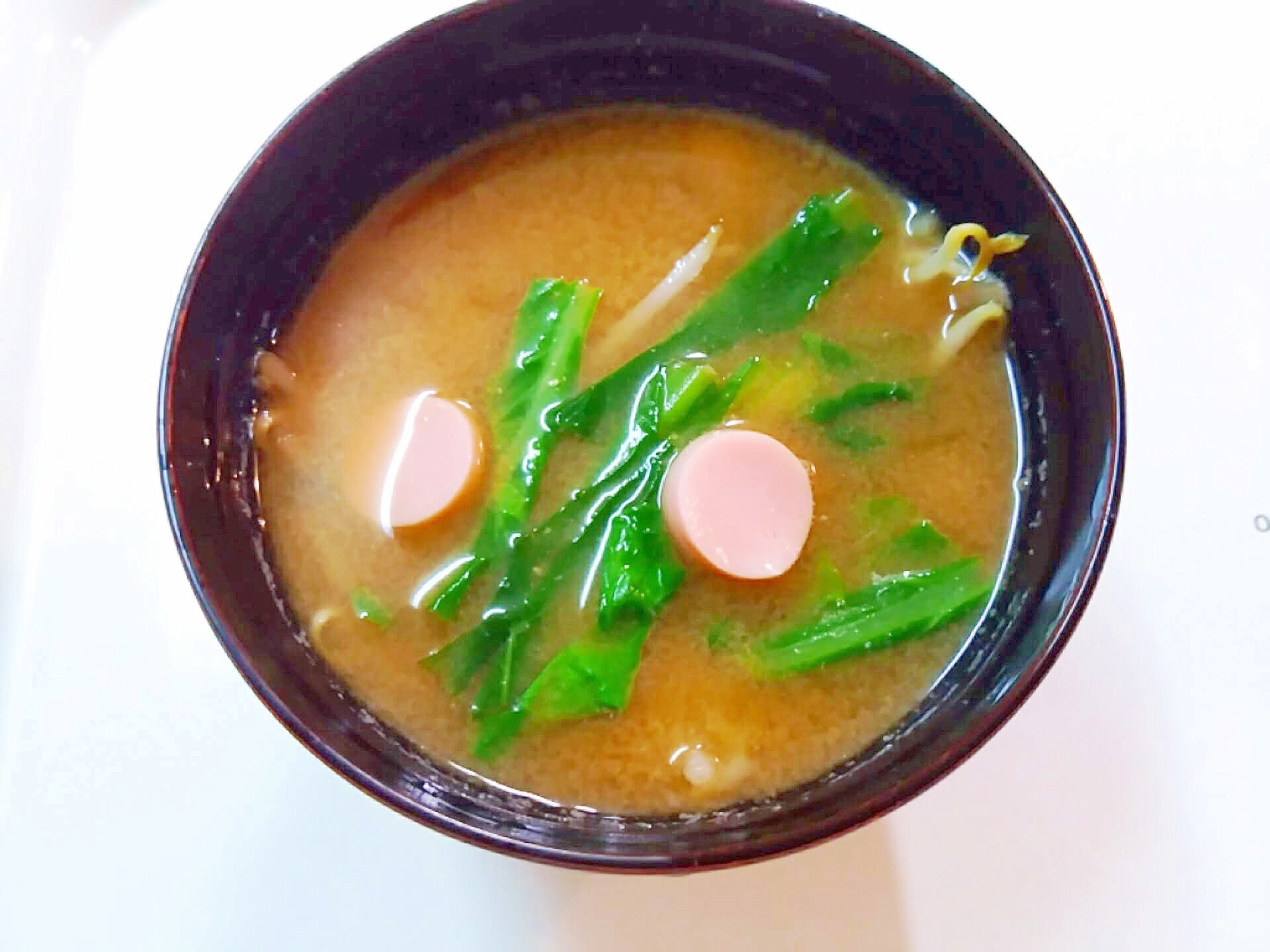 小松菜ともやしと魚ニソの味噌汁