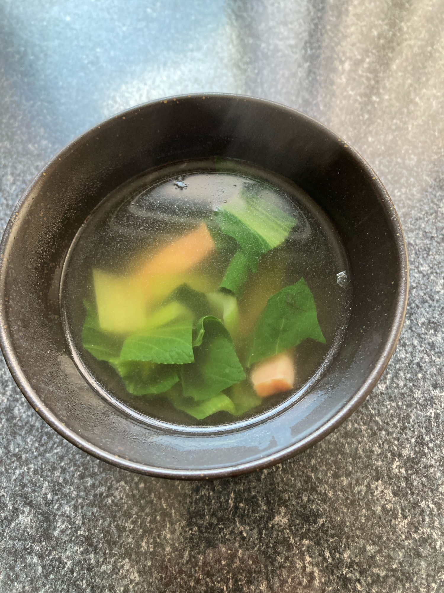 ベーコンと小松菜のスープ