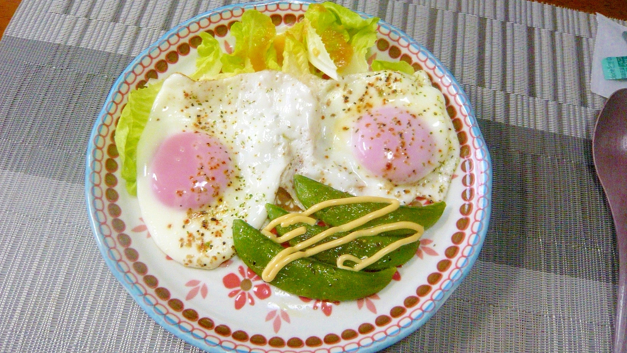 ♥　朝食に！　ダブル目玉＆スナップエンドウ　♥