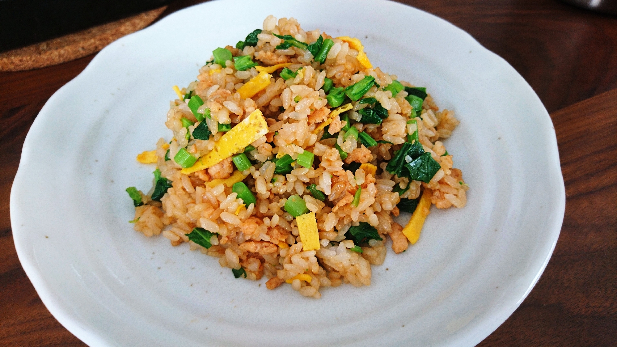 菜の花のピラフ風炒めご飯