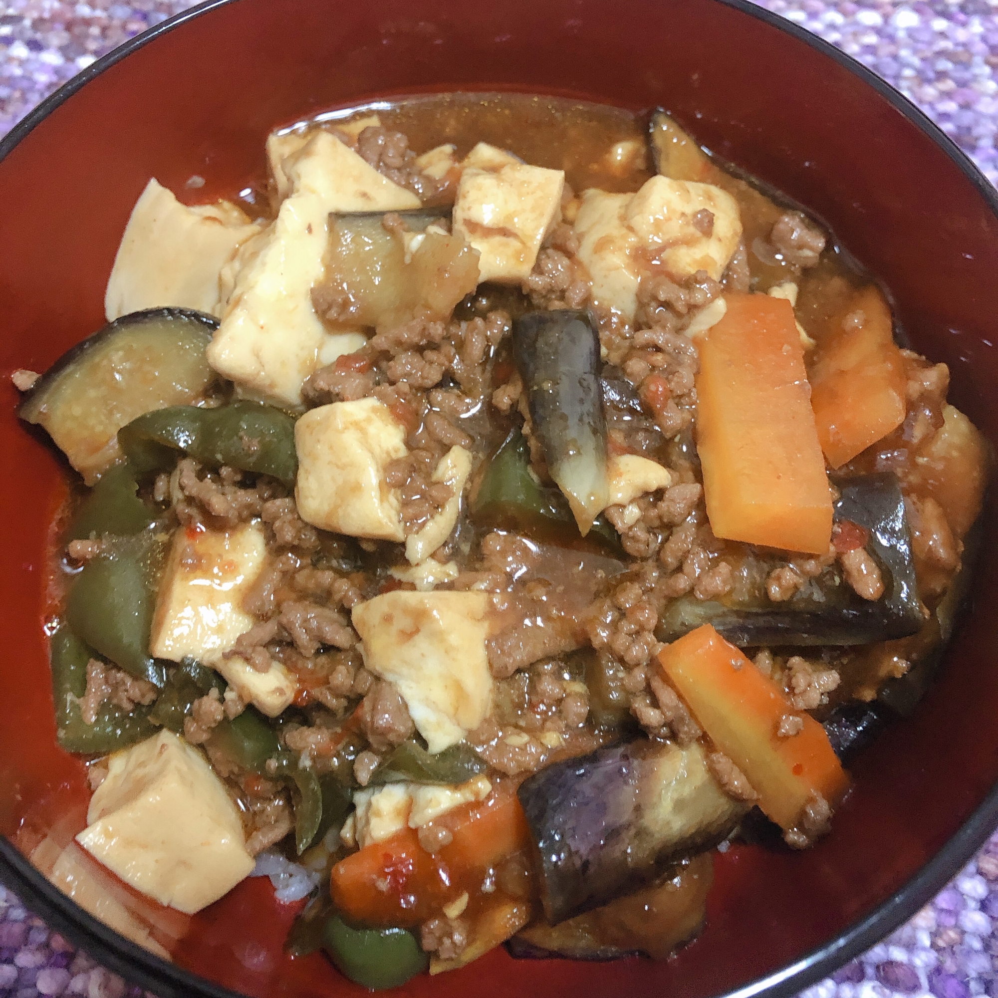 麻婆豆腐茄子丼