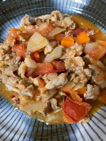 豚こまのカレー風味トマト煮♪