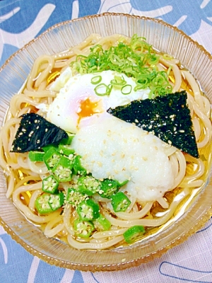 どれもこれもネバネバ卵冷うどん