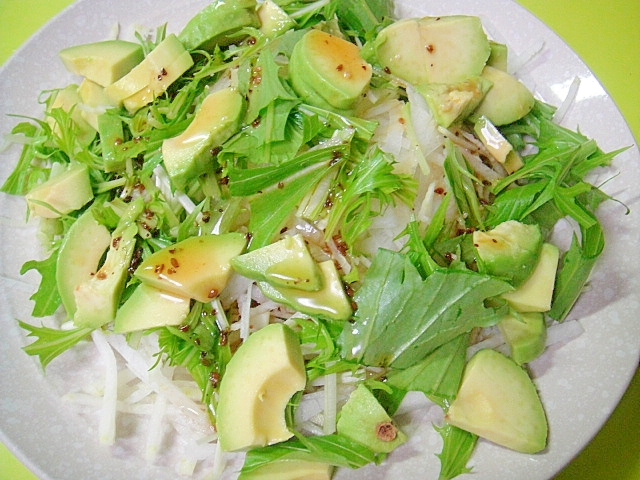 アボカドと大根水菜のサラダ