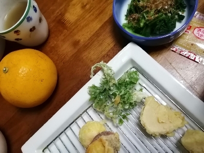 よもぎの天ぷら、初挑戦しました。噛んでいると風味がでてくるのですね。レシピありがとうございます！