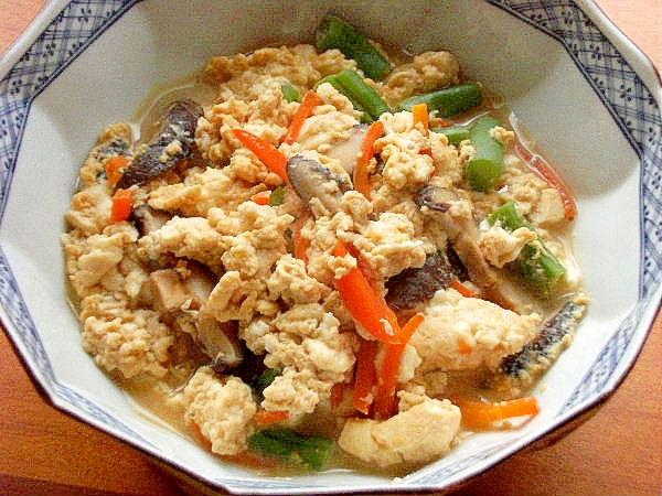早い!ノンオイル❤木綿豆腐の煮物♪(干し椎茸ほか)