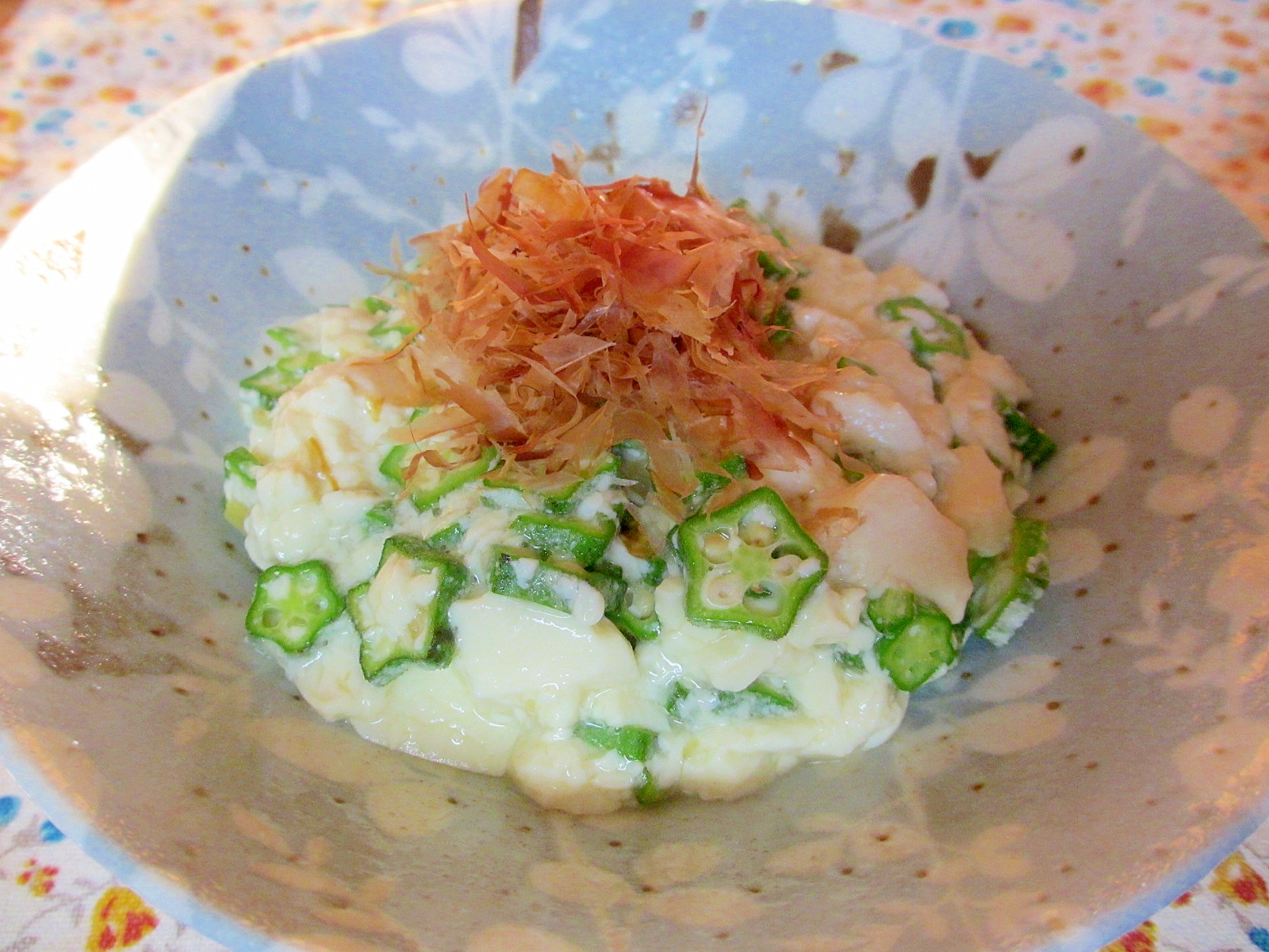 豆腐とオクラの生姜マヨ炒め
