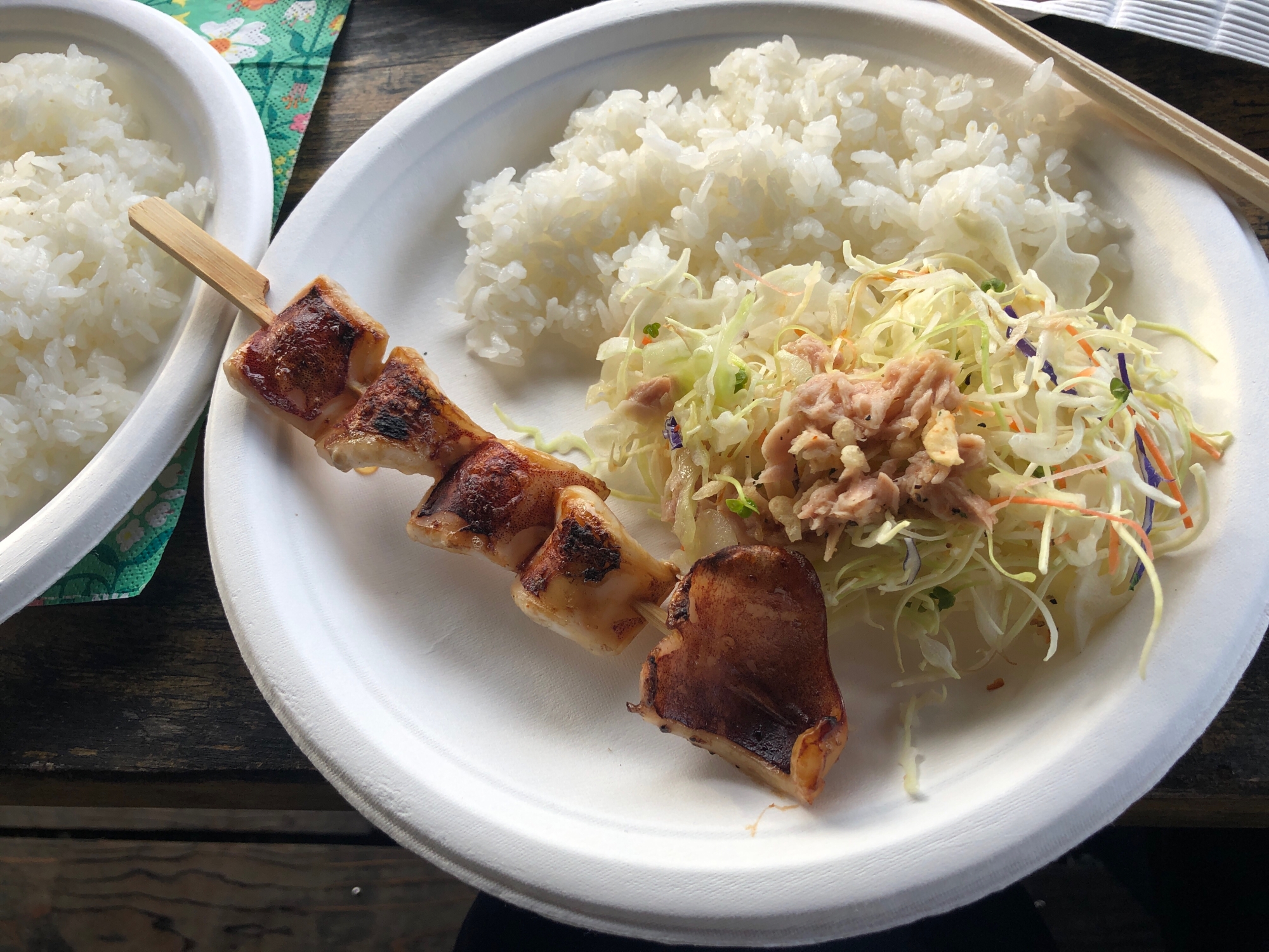 キャンプ飯♪炭火で串焼き♪醤油甘だれ