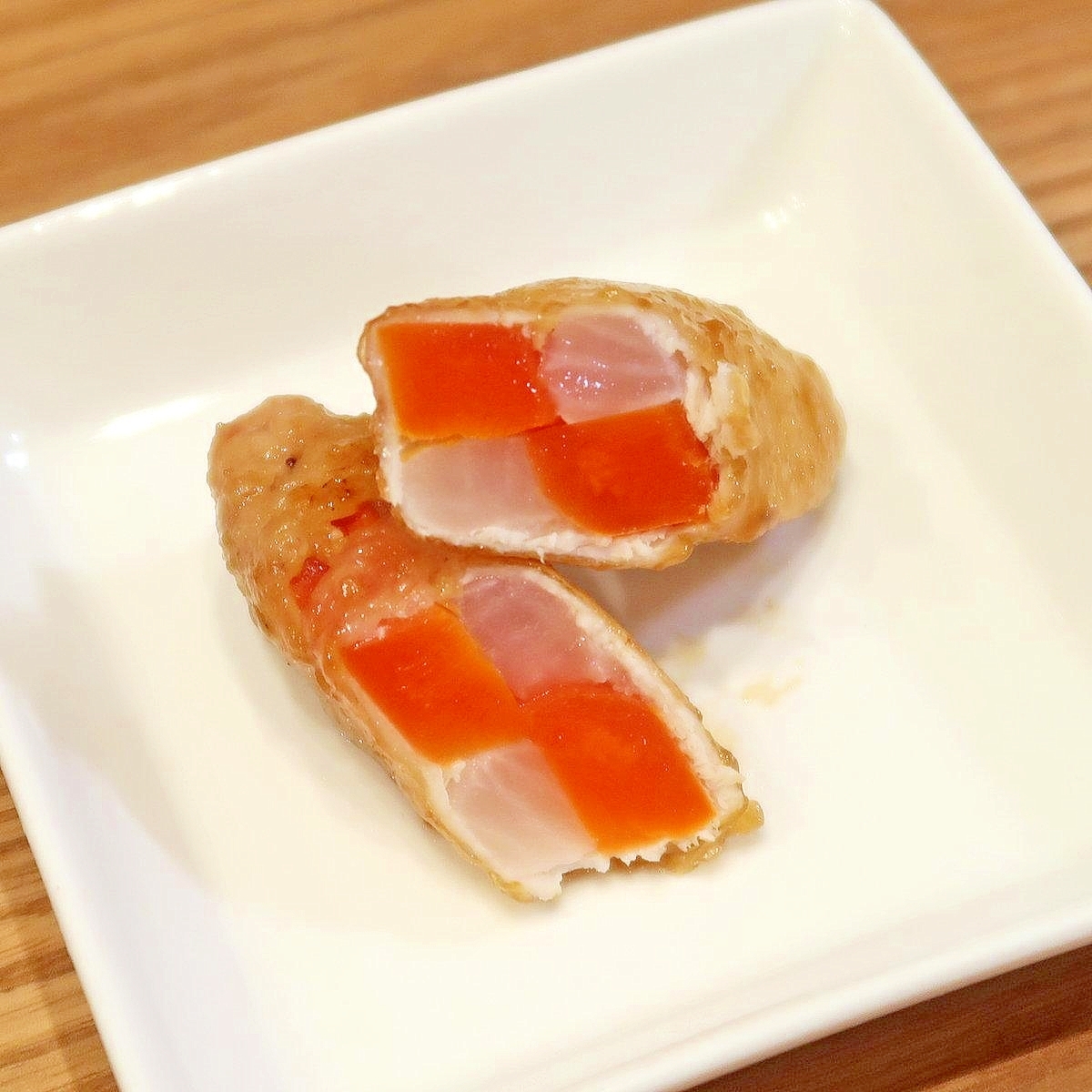 にんじんと大根と豚ロースの紅白八幡巻き★減塩志向